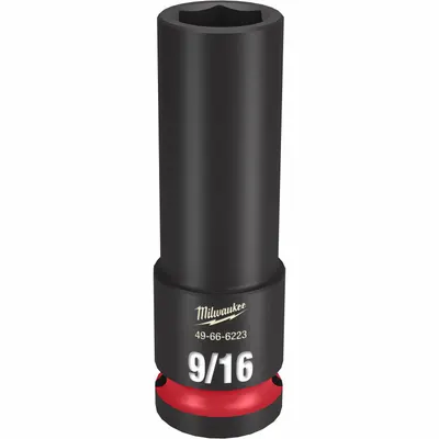 MILWAUKEE Deep Impact Socket: 1/2 in Drive Size, SAE, 9/16 in Socket Size, 6-Point - 1/2" Drive Impact Sockets
