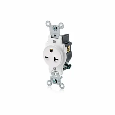 LEVITON 5821-W Single Receptacle, NEMA 6-20, 20A 250V AC, 2-Pole/3-Wire, White - General Purpose Receptacles
