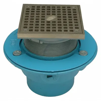 ZURN GR-FS05NI-C4N-PS-CC Cast Iron Slotted Floor Drain, 5 in Grate, 4 in Pipe - General Purpose Floor Drains
