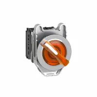 SCHNEIDER Selector Switch: 30 mm Panel Mounting Size, 2 Positions, Short Lever, 1NO/1NC, Metallic (MPN XB4FK125B5)
