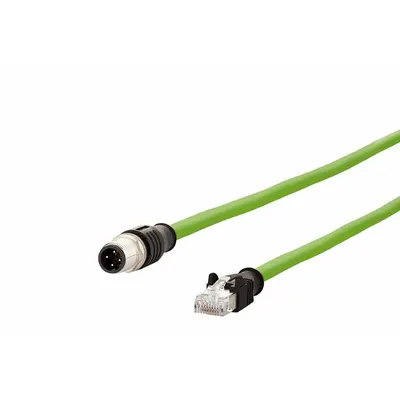 METZ CONNECT Cable: Cat5/PROFINET, M12 Plug Male Straight x RJ45 Male Straight, 10 m Lg - M12 Connector to RJ45 Connector Cordsets