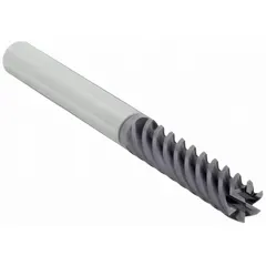 This carbide square end mill features a TiAlN coating and 6-flute geometry for efficient material removal in finishing and semi-finishing operations on steel and cast iron. With a 3/8" mill diameter, 1-1/8" length of cut, and 3" overall length, it is suited for general milling applications in industrial machining.