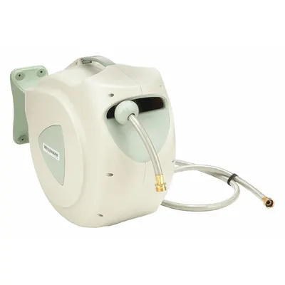 WESTWARD Spring Return Garden Hose Reel: 65 ft (5/8 in I.D.), 3/4 in FNPT - Enclosed Garden Spring-Return Hose Reels