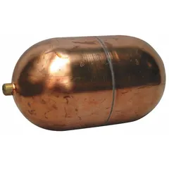 Copper float ball with 1/4-inch IPS external thread for use in float-valve assemblies. Provides buoyancy to actuate valves based on liquid level in tanks, reservoirs, and process vessels.