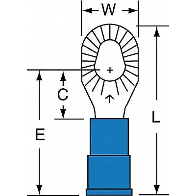 3M Ring Terminal: Blue, Vinyl Insulation, #10/#6/#8 Stud Size, 16 AWG to 14 AWG Wire Sizes - Insulated Ring Terminals