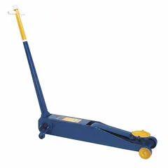 This trolley floor jack features a steel body and manual handle mechanical lifting actuator. With a 4-ton load capacity and 5-inch minimum height, it is suited for lifting vehicles and equipment in maintenance and repair settings.