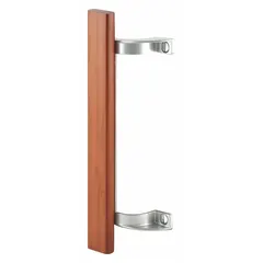 Recessed handle for sliding doors, measuring 9 in height by 2 in width. Provides a flush-mount locking solution for sliding door applications in commercial and industrial settings.