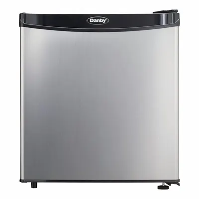 DANBY Mini Fridge: Stainless Steel, 1.6 cu ft Total Capacity, 2 Shelves - Mini Refrigerators