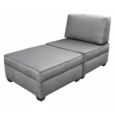 DUOBED Chaise Lounge: Gray, 60 in Overall Wd, 30 in Overall Dp, 36 in Overall Ht - Modular Multifunctional Furniture