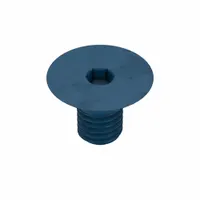 M10x1.50 metric flat head socket cap screw, 10.5 mm length, with 6 mm hex drive. Made from alloy steel with a blue phosphate finish. The flat head design allows for countersunk installation, providing a flush surface in applications such as machinery, automotive assemblies, and industrial equipment. Sold in a 10-pack