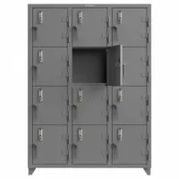 STRONG HOLD Locker: 54 in x 18 in x 75 in, 4 Tiers, 3 Units Wide, 12 Lockers, 18 in x 18 in, Steel (MPN 4.66-12D-18-4T-EK-L)