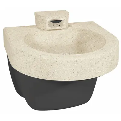BRADLEY Wash Fountain: Sand, Terreon, D-Shape, 21 1/4 in Overall Wd, Std Drain - Sensor-Operated Wash Fountains