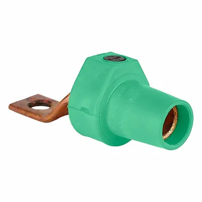 LEVITON Single Pole Receptacle: Green, Straight Taper Nose Mating - Receptacles with Bus Bar Terminations