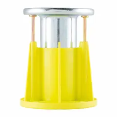This wet-set steel decking anchor is made of carbon steel with a yellow finish. Designed for embedding in wet concrete, it provides a 1/2"-13 threaded connection point. Commonly used for securing structural elements to concrete decks. Supplied in a 50-pack.