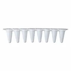 APPROVED VENDOR PCR Strip, 0.1 mL, Polypropylene, White, Conical Bottom, with Optical Caps