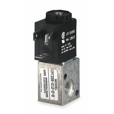 ARO Solenoid Air Control Valve: CAT, Three-Way / Two-Position, 12V DC - ARO CAT Series Solenoid-Operated Inline Air Control Valves