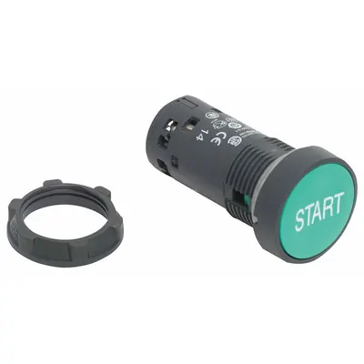 SCHNEIDER Flush Push Button: Green, 22 mm Mounting Size, Non-Metallic - Flush-Mount & Recessed Push-Button Operators
