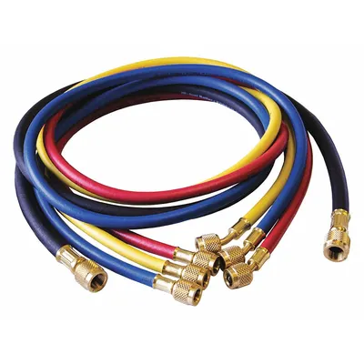 JB INDUSTRIES Hose Set: 5 ft Lg, 45° Angle, Black/Blue/Red/Yellow, Rubber/Kevlar - Evacuation & Charging Hose Sets