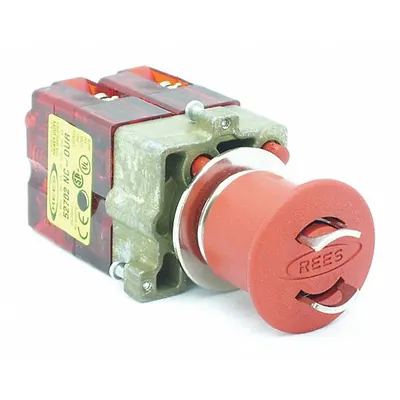 REES Emergency Stop Push Button: Non-Illuminated, Mushroom Head Profile, Non-Metallic - Mushroom-Head Push Buttons