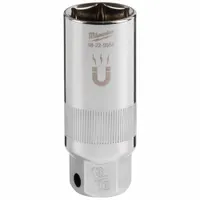 MILWAUKEE Spark Plug Socket: 3/8 in Drive Size, 13/16 in Socket Size, 6-Point, Deep, Chrome (MPN 48-22-9554)