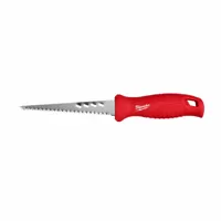 This jab saw features an 11-1/2 in overall length with a steel blade and plastic handle. The 8-tooth blade is suited for cutting and rasping drywall, wood, and plastic materials in confined spaces