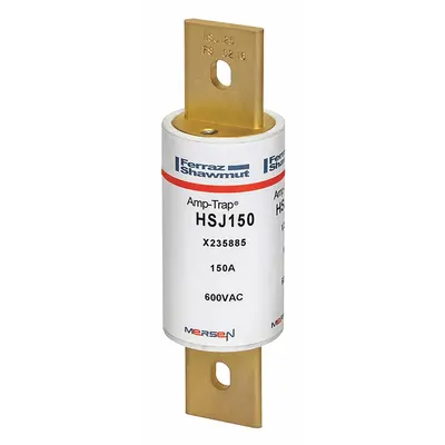 MERSEN Fuse: HSJ Series, Class J, Bolt-On Body, Very-Fast-Acting, 150 A, 600 V AC - Very-Fast-Acting Cylindrical Fuses