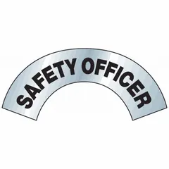English-language hard hat label with Arch, Std shape. Measures 6 7/8 in x 3 in. Each unit contains 1 label. Used to identify personnel responsible for safety oversight on job sites.