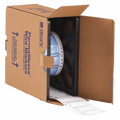 BRADY Sleeve Label: 3/4 in x 2 in, Polyolefin, White (Matte) - Brady Precut Sleeve Label Rolls