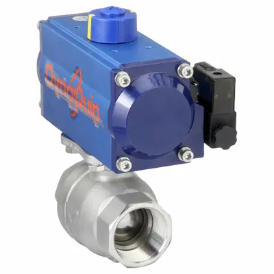 DYNAQUIP CONTROLS Pneumatically Actuated Two-Way Ball Valve: 1 1/2 in, Stainless Steel - Stainless Steel Pneumatically-Actuated Ball Valves