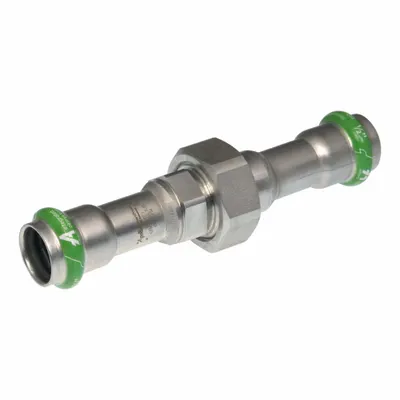 APOLLO Crimp Union Fitting: 3/4 in Pipe x 3/4 in Pipe Size, Press-fit x Press-fit - Potable Water Stainless Steel Press Fittings
