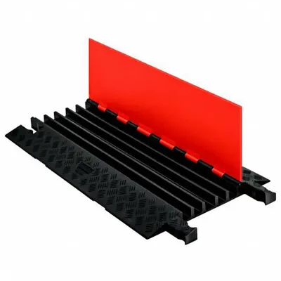 CHECKERS Cable Protector: 5 Channels, Hinged, 1 13/40 in Max Cable Dia, 19 1/2 in Wd - 5-Channel Hinged-Cover Cable Ramps
