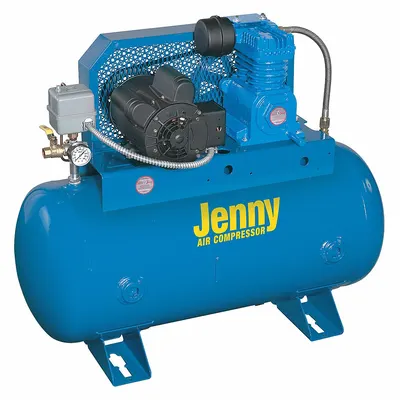 JENNY Fire Sprinkler Air Compressor: 1.5 hp, 1 Stage, Horizontal, 30 gal, 10.9 cfm - Fire Sprinkler Stationary Electric Air Compressors