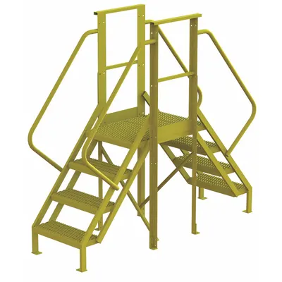 TRI-ARC Crossover Bridge: 3.3 ft Platform Ht, Steel, 1,000 lb Load Capacity, Serrated - Easy Descent Crossover Bridges