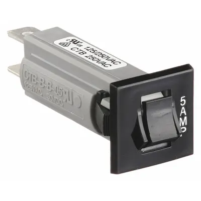 CARLING TECHNOLOGIES Panel Mount Circuit Breaker: 5 A Amps, 125/250V AC, 50V DC, Snap-In Bezel - Rocker Style, Front Panel-Mount Miniature Circuit Breakers
