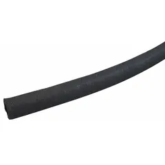 Double fiber-braid reinforced hydraulic hose rated for 375 psi. Inside diameter 1 1/4 in, outside diameter 1 13/16 in, 50 ft length. Black jacket, temperature range -40° to 212°F. Meets J1942/1 standards. Used for low-pressure return lines, suction lines, and general hydraulic systems in industrial and mobile equipment.