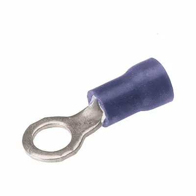 BURNDY Vinyl Ring Terminal For 16 - 14 AWG: Blue, Vinyl Insulation, 5/16 in Stud Size - Insulated Ring Terminals