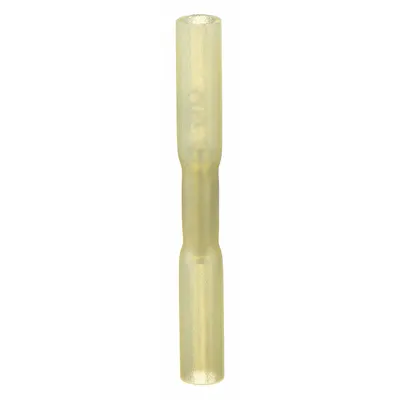 VELVAC Butt Splice Connector: Yellow, Nylon with Heat Shrink, For Wire Size 26 AWG – 22 AWG - Insulated Butt Splice Connectors with Heat Shrink
