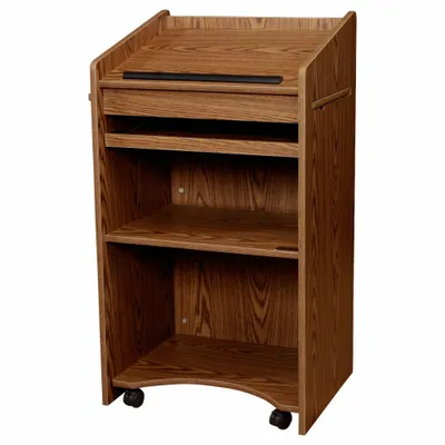 OKLAHOMA SOUND Lectern: Medium Oak, Laminate, 46 in Overall Ht, 25 in Overall Wd - Lecterns