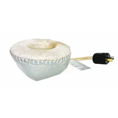 Fiberglass cloth heating mantle for round-bottom flasks, rated 180 W max and 400°C max. Includes 4 ft 2-wire cord with locking connector. Requires separate controller (not included). Used in laboratory heating applications such as synthesis, distillation, and extraction.