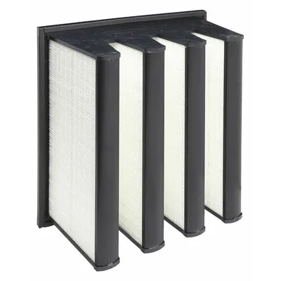 OEM V-Bank Air Filter: 24 in x 24 in x 12 in, Fiberglass, Single Header, 4 Vs - MERV 16 V-Bank Air Filters