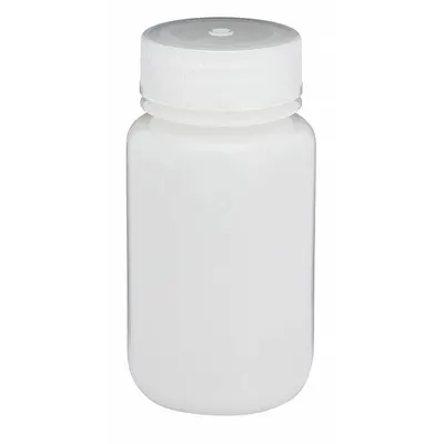 GLOBE SCIENTIFIC Sampling Bottle: HDPE, 125 mL, 4.22 fl oz, Closure Included, Natural - HDPE Wide Mouth Round Lab Bottles