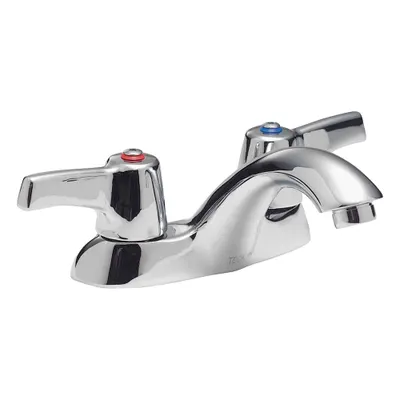 Delta Low Arc Bathroom Faucet: Delta Commercial, Cast Brass, Chrome Finish, 1.5 gpm Flow Rate - Centerset Handle Bathroom Faucets