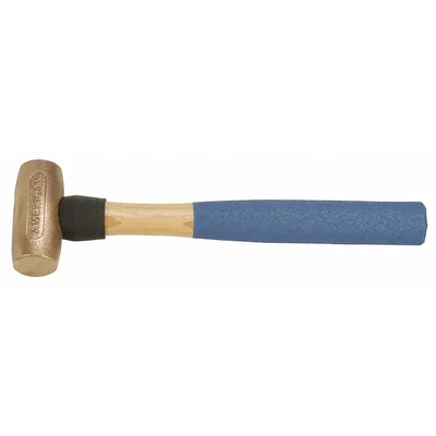 AMERICAN Bronze Mallet: Wood Handle, Textured Grip, 2 lb Head Wt, 1 1/4 in Dia - Bronze Mallets
