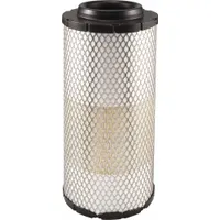 Round-oval engine air filter with radial seal design. Overall height 12 5/8 in. Compatible with Lister Petter vehicles. Removes airborne contaminants to protect engine components in industrial and agricultural applications