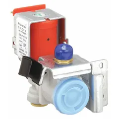 This inlet valve controls water flow into refrigerators and freezers for ice makers and water dispensers. It is an OEM replacement part designed to regulate water inlet in appliance systems.
