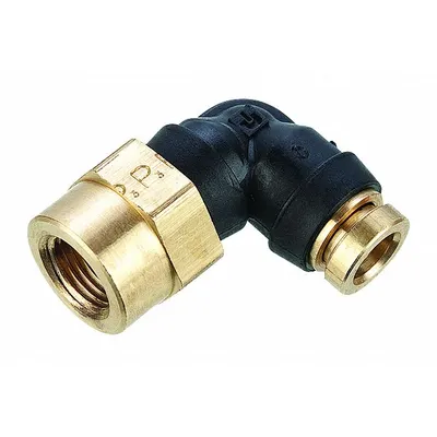 LEGRIS Push-Fit Elbow Fitting: 1/2 in OD x 1/2 in Pipe Fitting Size, Push-to-Connect x FNPT - Brass & Composite Air Brake Fittings