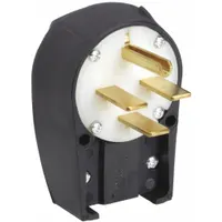 BRYANT Straight Blade Plug: 15-30P, 250V AC, 30 A, 3 Pole, 4 Blade, Black/White (MPN 8432ANPB)