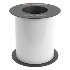 Thermal transfer continuous label roll, 6 in x 75 ft, white gloss vinyl for indoor/outdoor use. Compatible with LabelTac 9 printer series. Used for pipe marking, safety signage, equipment labeling, and facility identification.