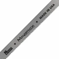 Bi-metal band saw blade from the Maverick(R) series, 15 ft 3 in length and 3/4 in width. Features a Raker/Variable cutting edge for cutting steel and steel alloys. Suitable for structural steel, tubing, and bar stock in fabrication and maintenance applications.