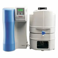 This wall-mounted reverse osmosis system produces Type III purified water from tap water at a flow rate of 20 L/hr. It removes bacteria and operates on a 230V AC supply with a 3/4" NPT feed connection. Suitable for general laboratory applications such as rinsing, glassware washing, and feeding other lab equipment